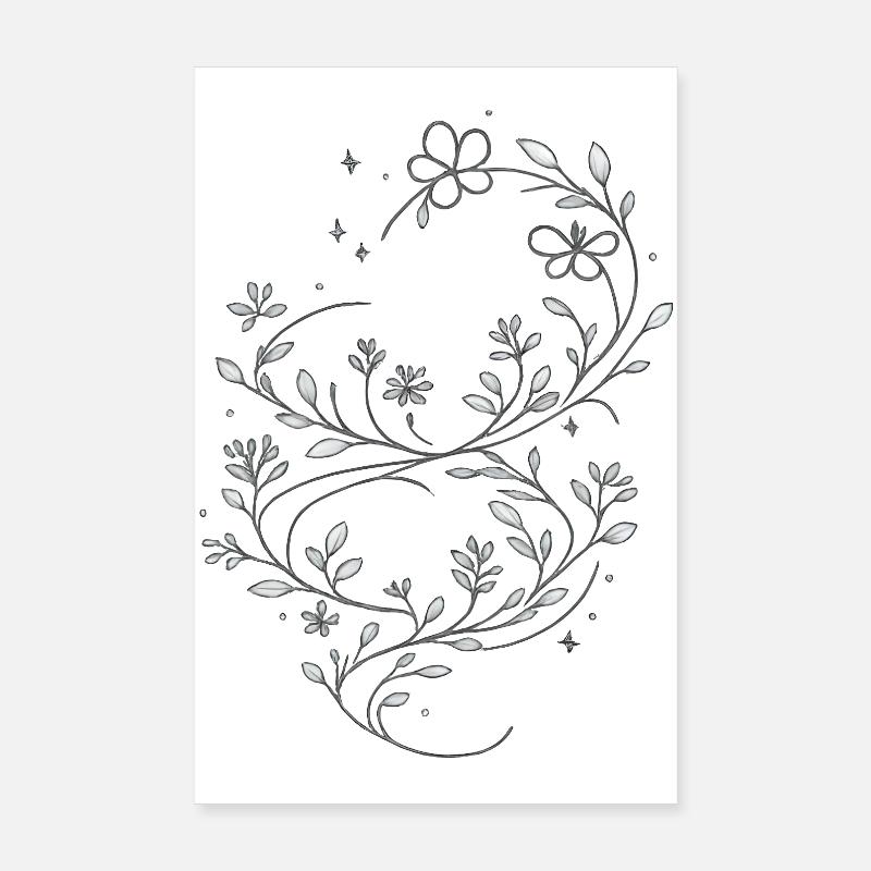 Silver Flower Vine Poster 8" x 12" (20x30 cm)