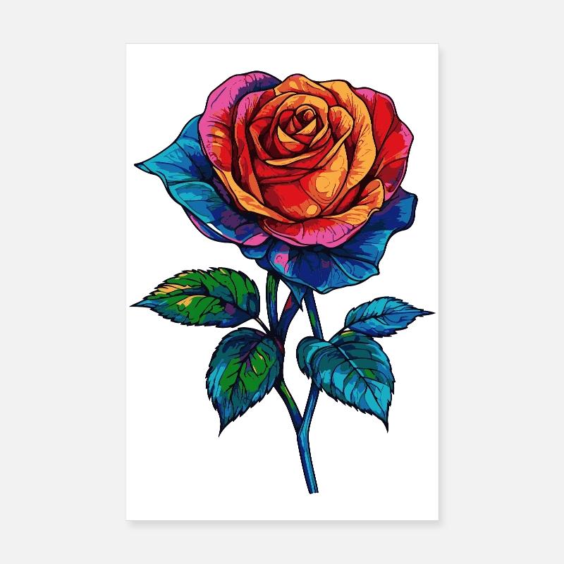 Rose Colorée Poster 20 x 30 cm