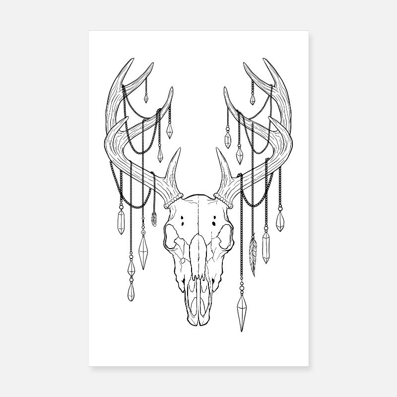 Hirschgeweih mit Kristallen Poster 20x30 cm