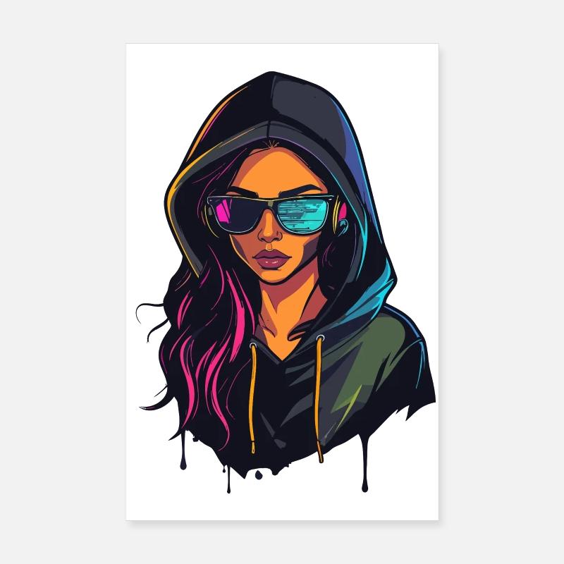 Hacker Programmeur, Développeur, Femme Portrait Poster 20 x 30 cm