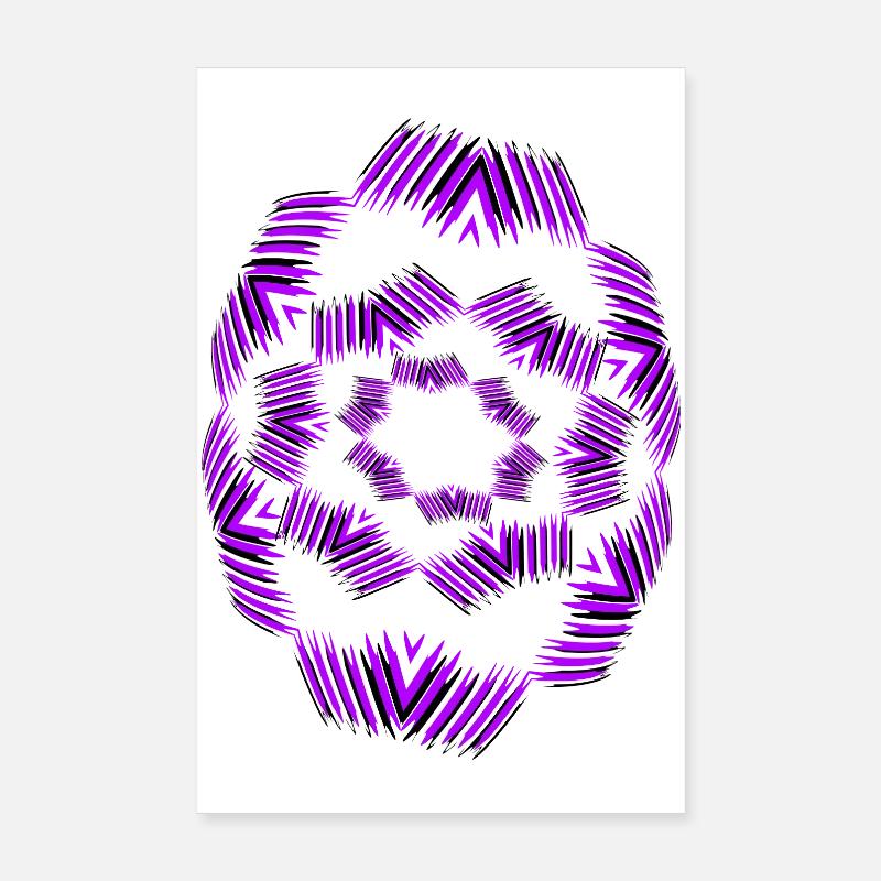 Purple Star Mandala Pattern - Poster 8" x 12" (20x30 cm) - white
