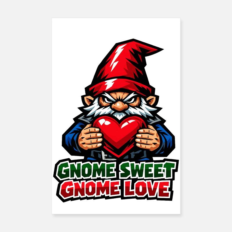 Evil Gnome, Dark Gnome, Goth Gnome, Funny Gnome Poster 8" x 12" (20x30 cm)