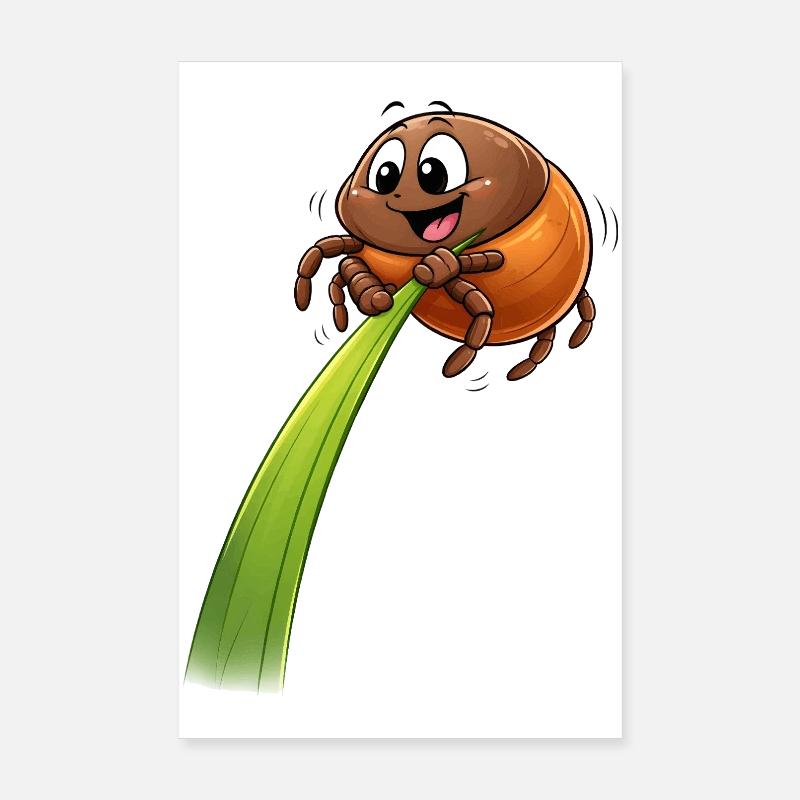 Tick drôle sur le brin d’herbe Poster 20 x 30 cm