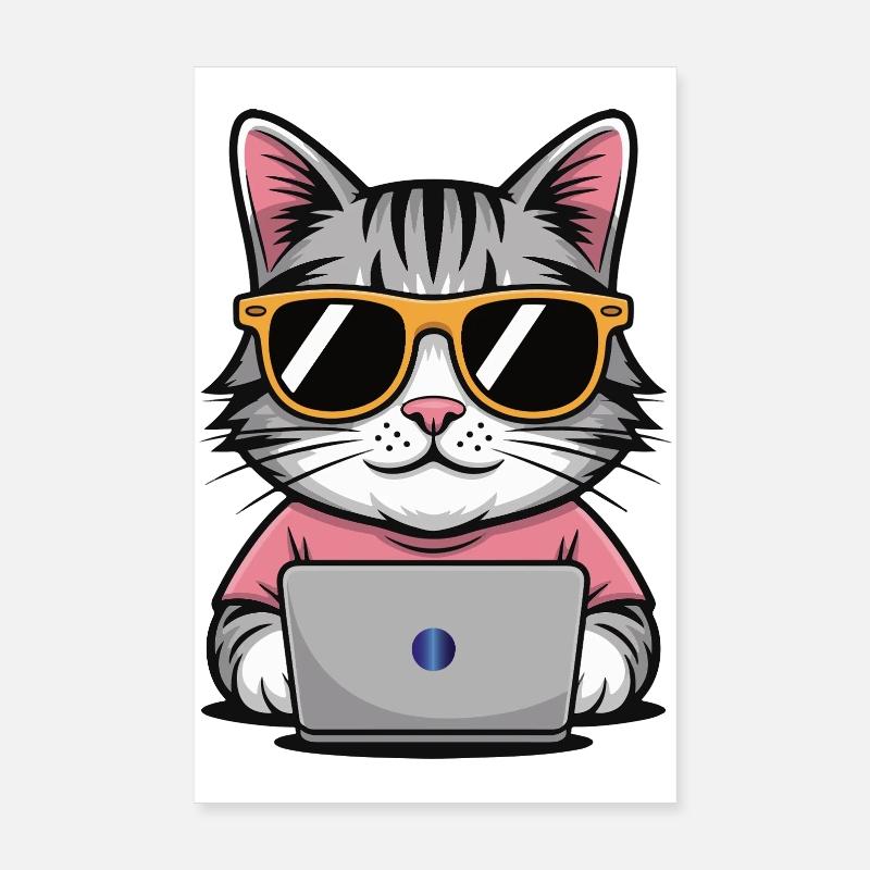 Cats_office - Poster 20 x 30 cm - blanc