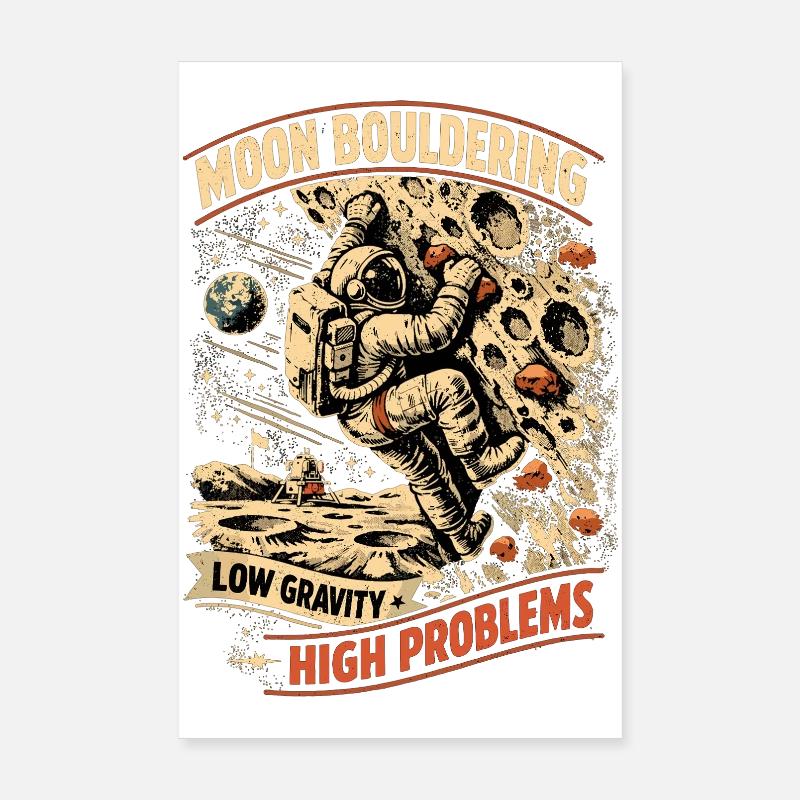 Bloc lunaire : conception d’astronaute vintage Poster 20 x 30 cm