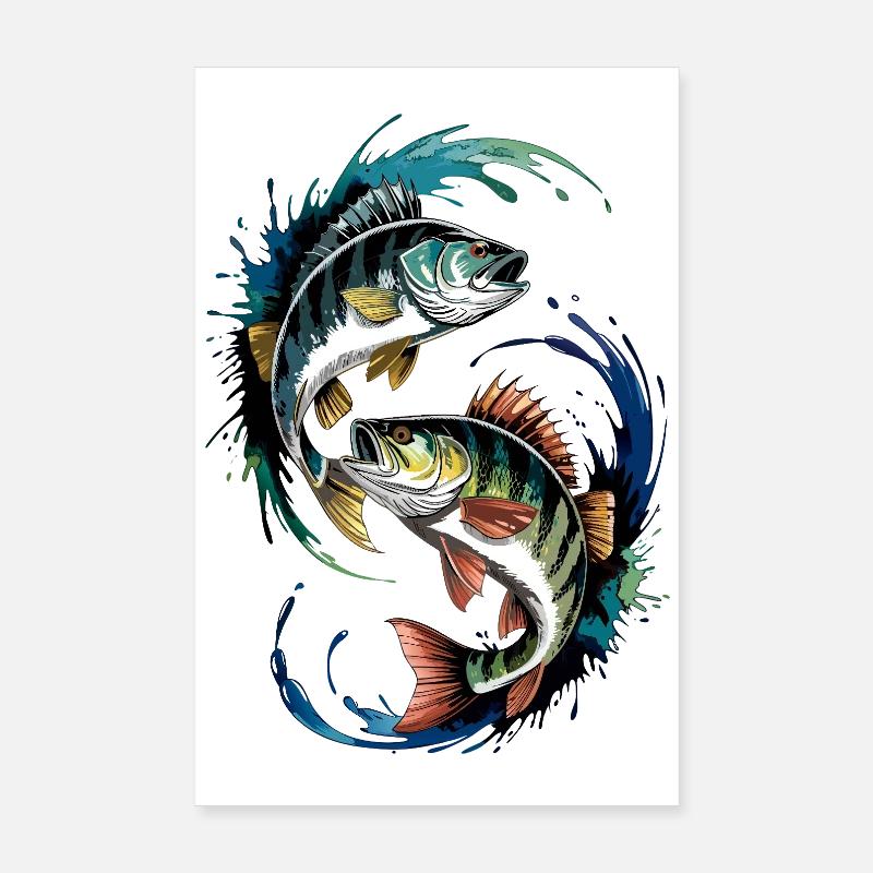 Pêche à la perche Poster 20 x 30 cm