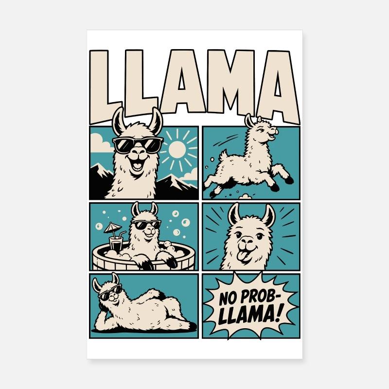 Chill Llama Comic Design Poster 20 x 30 cm