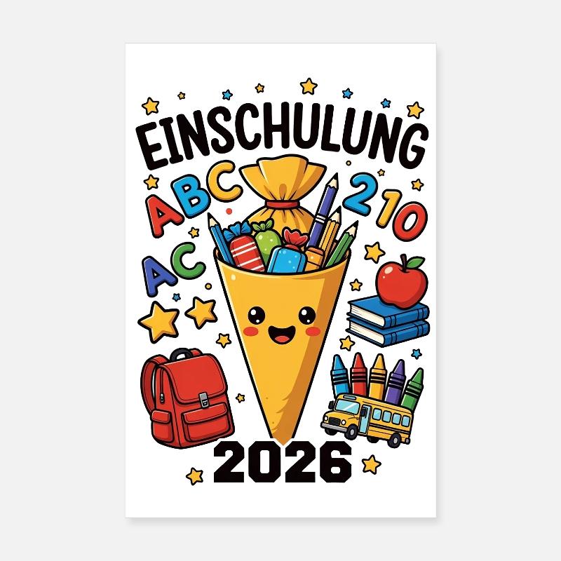 Einschulung 2026 / Buntes Design zur Einschulung Poster 20x30 cm