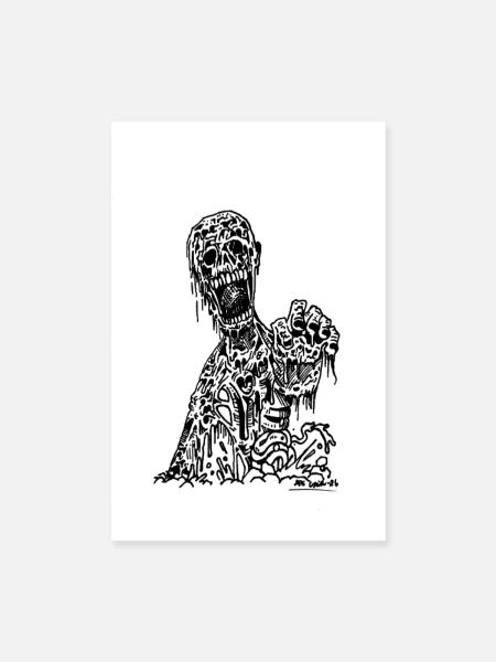 Le Réveil des Zombies - Poster 20 x 30 cm - blanc - Devant