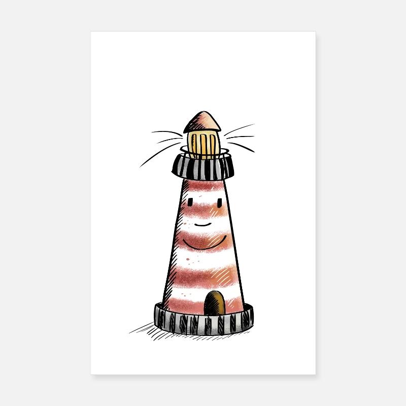Lustiger Nordsee Leuchtturm Comic Poster 20x30 cm