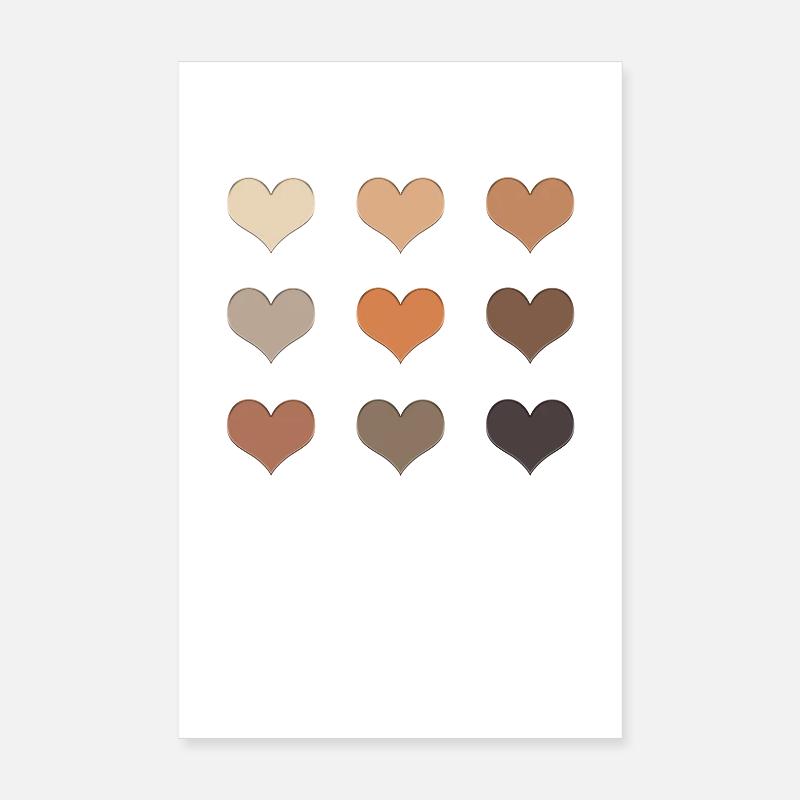 Erdige neun Herzen - Poster 20x30 cm - Weiß