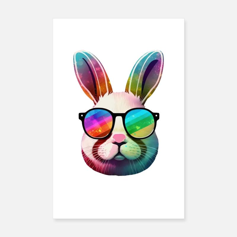Rainbow Prism Bunny Sunglasses Poster 8" x 12" (20x30 cm)