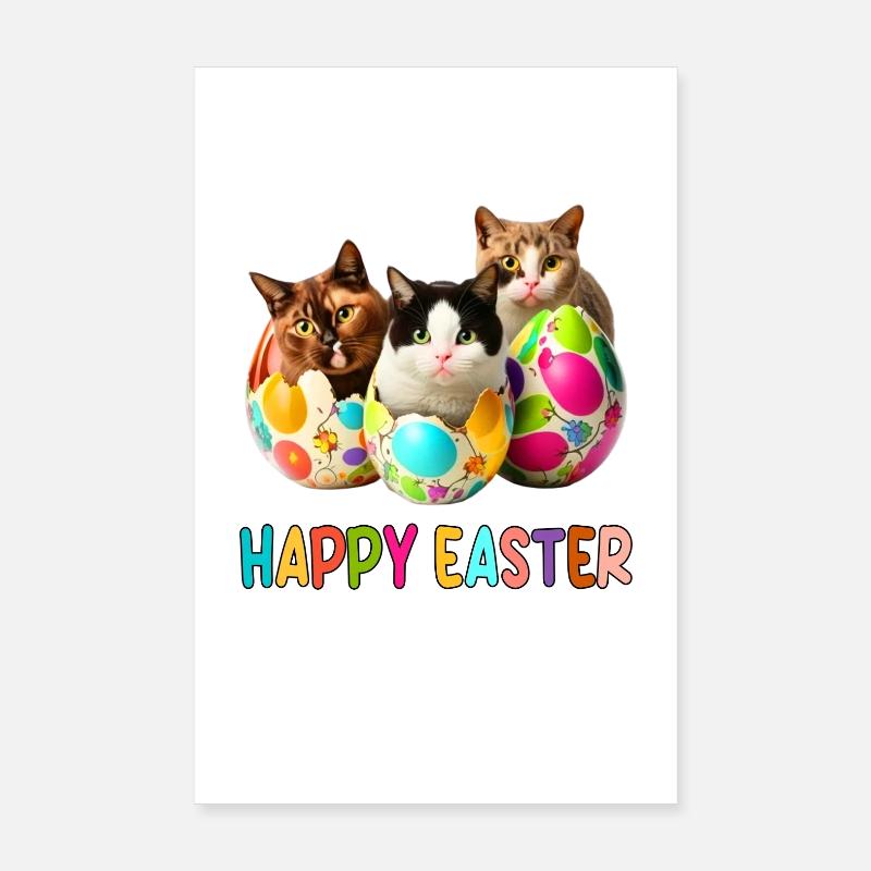 Défilé de chatons et d’œufs de Pâques Poster 20 x 30 cm