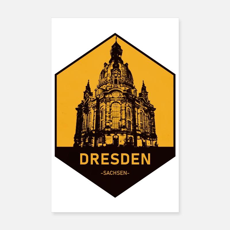 Icône d’architecture de Dresde Jaune Poster 20 x 30 cm