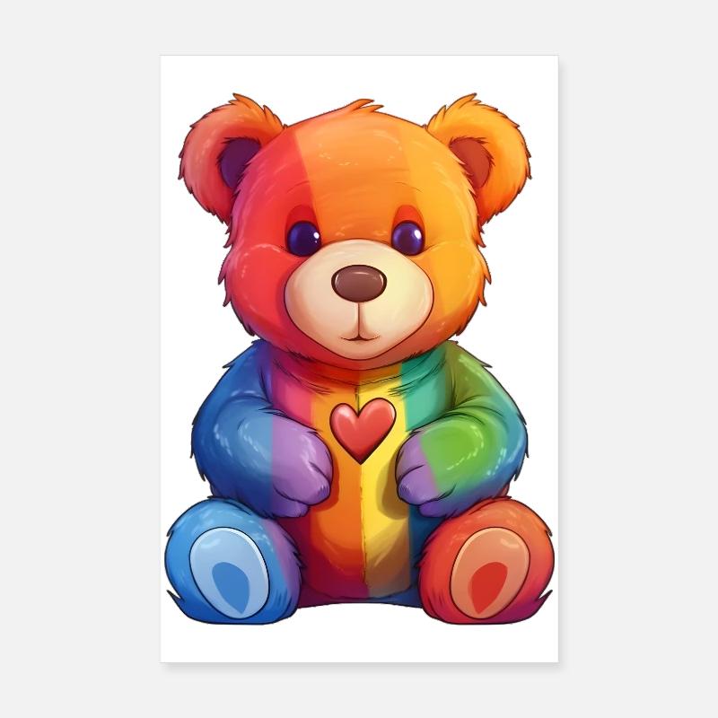 Rainbow Heart Bear Plush Poster 8" x 12" (20x30 cm)