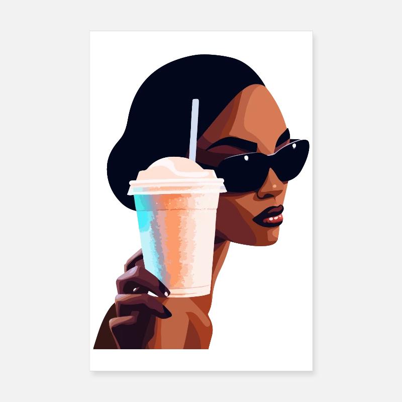 Lebendige Sommergetränk Frau Illustration Poster 20x30 cm