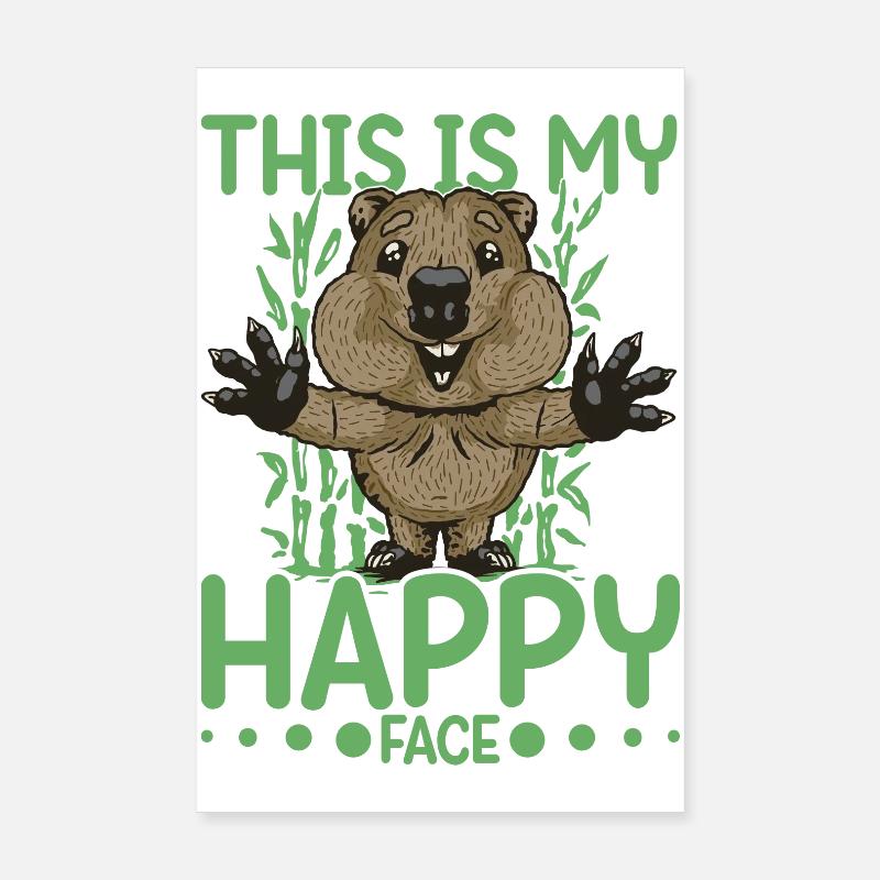 C'est mon visage heureux, Quokka Poster 20 x 30 cm