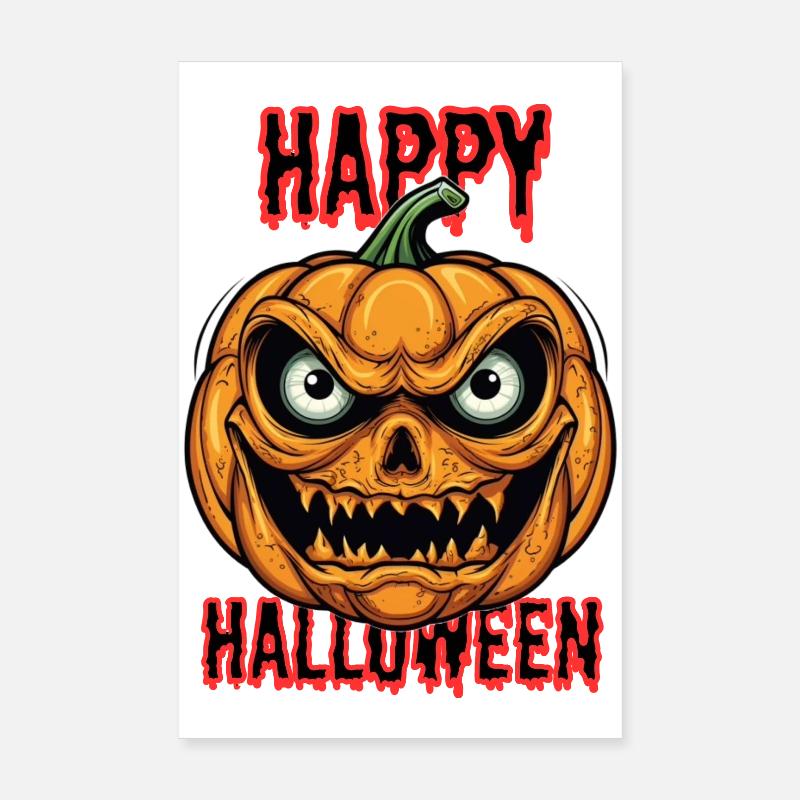 Masque de citrouille d’Halloween effrayant Poster 20 x 30 cm