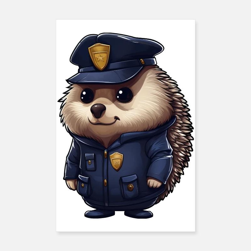 Igel Polizei Poster 20x30 cm