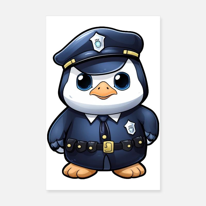 Pinguin Polizei Poster 20x30 cm