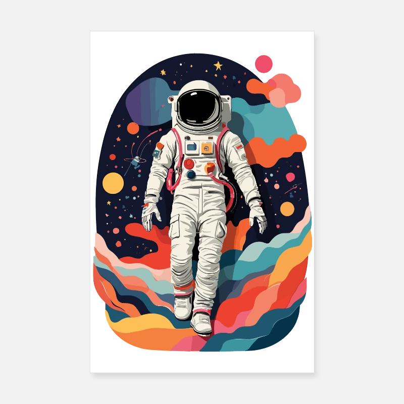 Bunte Astronauten Bild - Poster 20x30 cm - Weiß