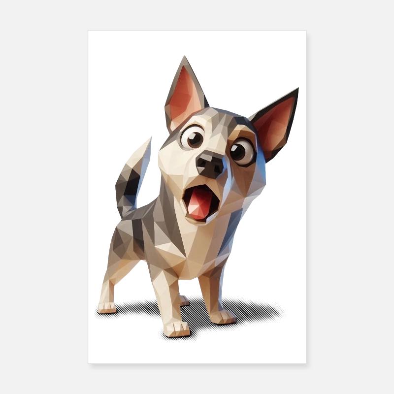 Chiot chien surpris lowpoly Poster 20 x 30 cm