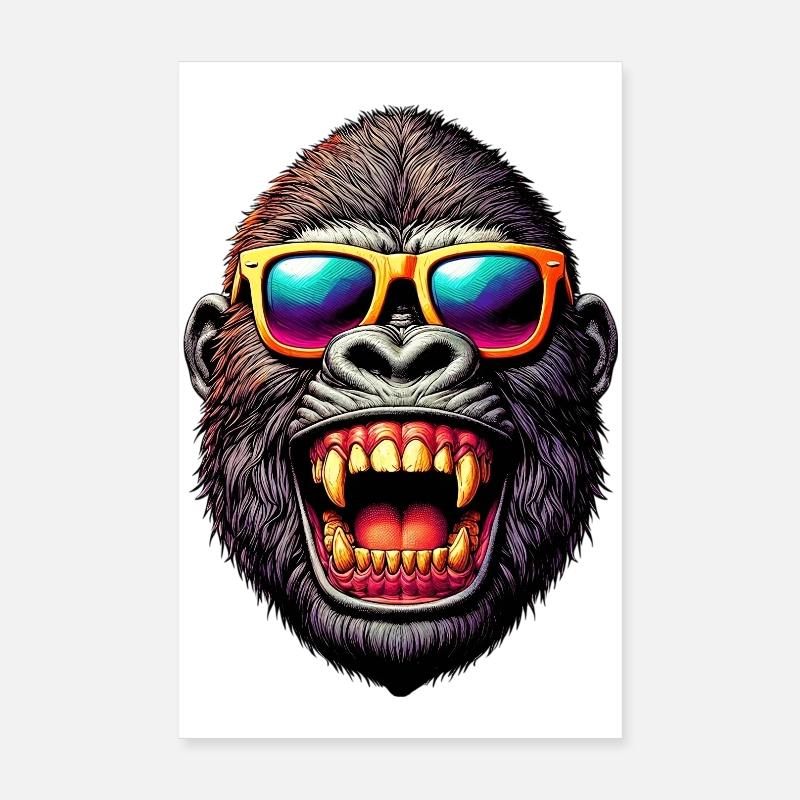Gorilla - Poster 20x30 cm - Weiß