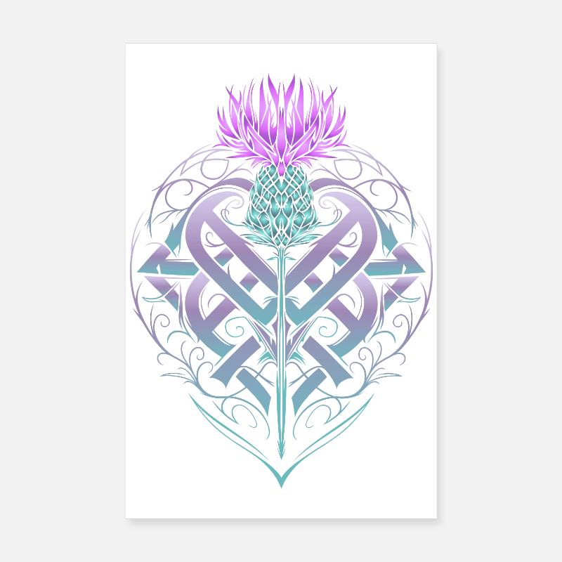 Thistle Shield Celtic Knots Thistle Lover - Poster 8" x 12" (20x30 cm) - white