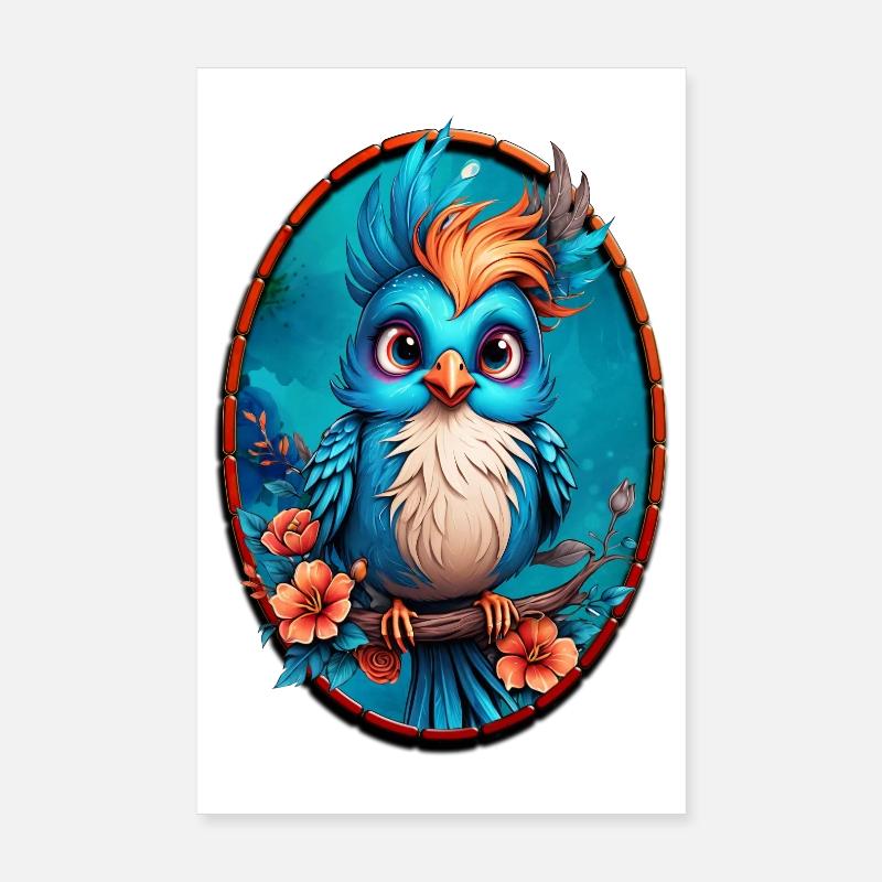 Leuchtend blauer Vogel Poster 20x30 cm