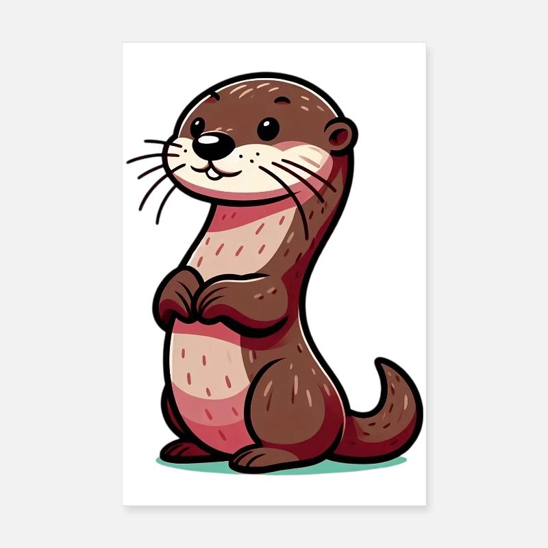 Loutre - Poster 20 x 30 cm - blanc