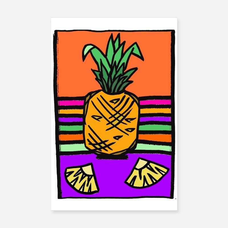 Illustration de néon d’ananas - Poster 20 x 30 cm - blanc