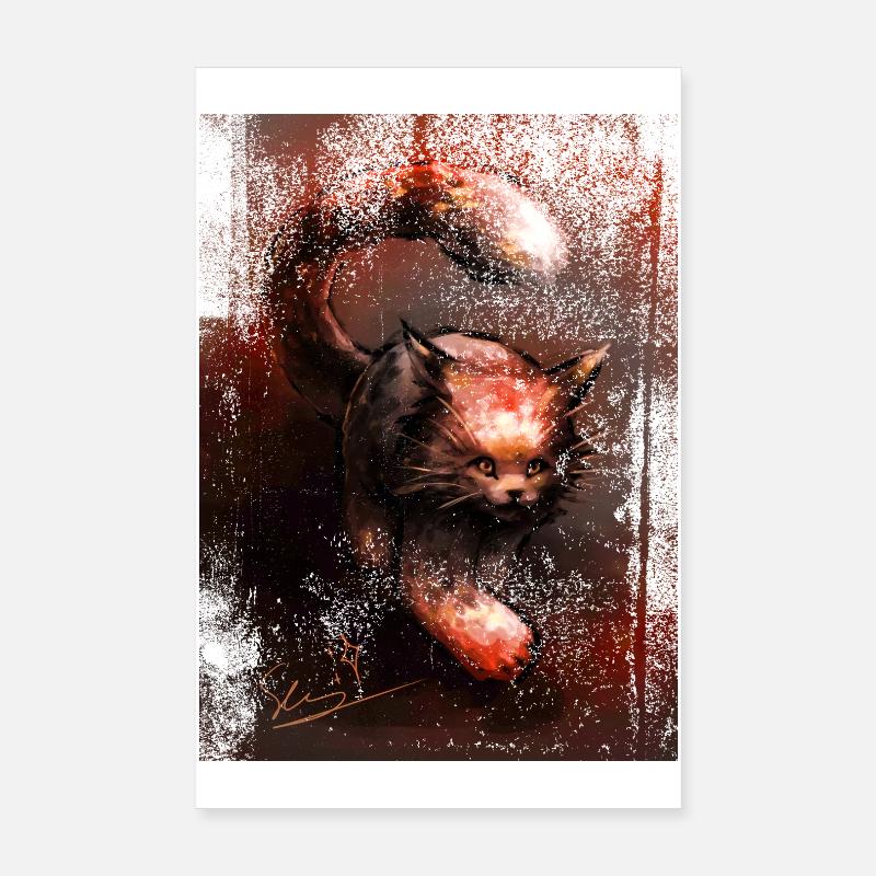 Schleichender Roter Luchs [Handgemalt] Poster 20x30 cm