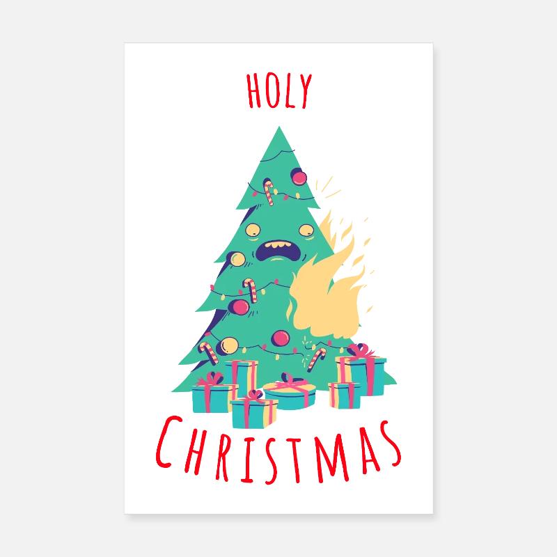 Funny Christmas Tree Illustration - Poster 8" x 12" (20x30 cm) - white