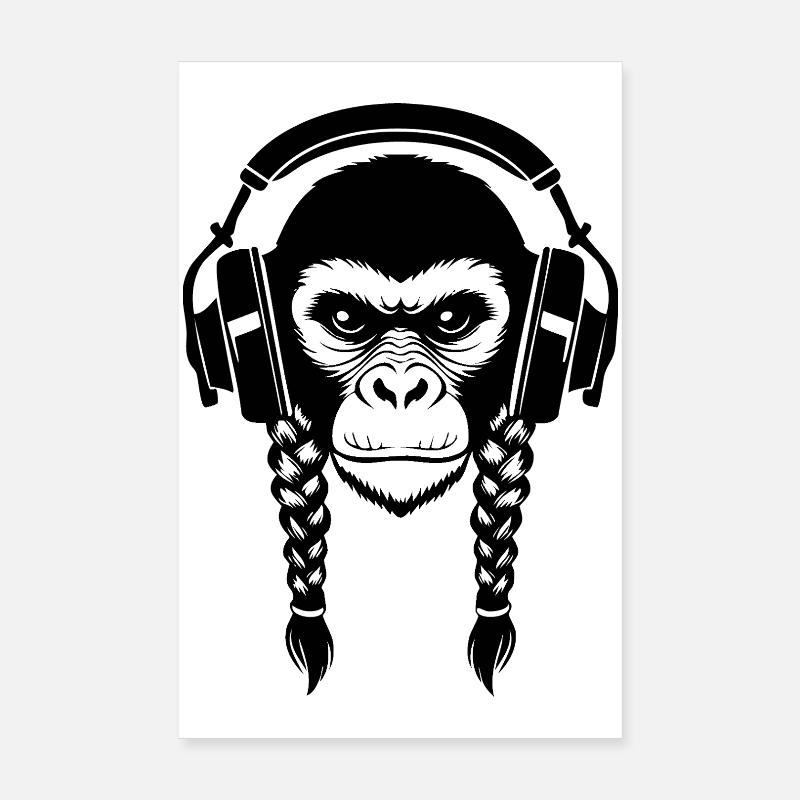 Beat Maker Monkey Head Studio Session Edition Shirt Poster 8" x 12" (20x30 cm)