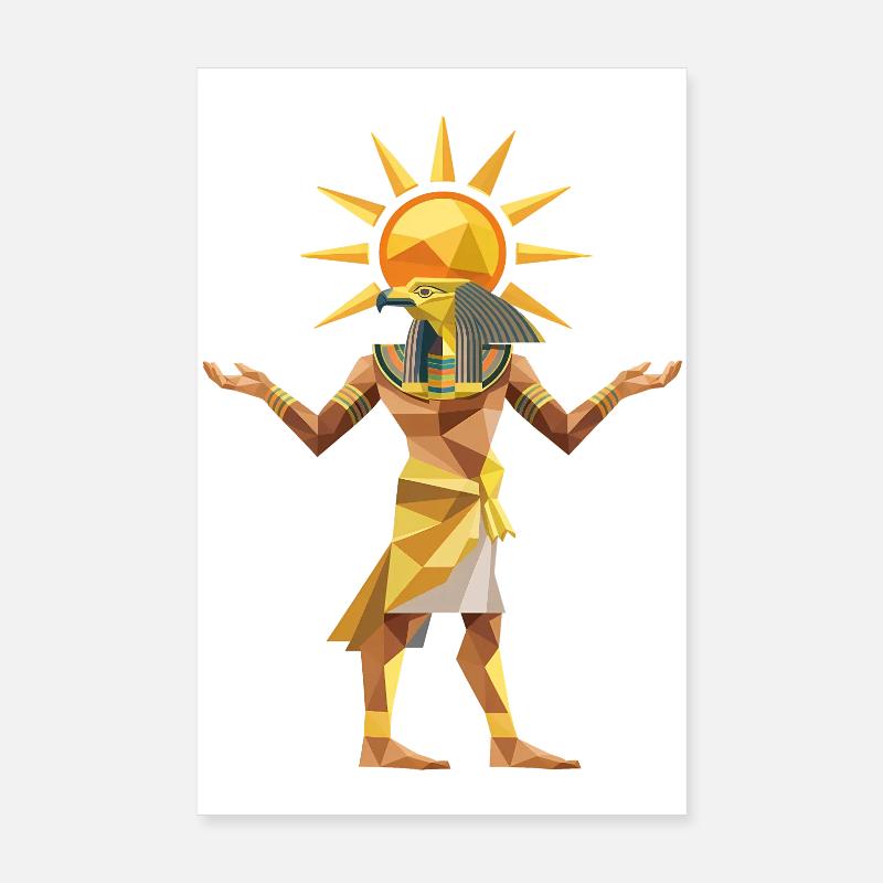Sungod Ra - Cooles Low-Poly-Logo - Poster 20x30 cm - Weiß