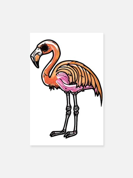 Flamant rose zombie d'Halloween - Poster 20 x 30 cm - blanc - Devant