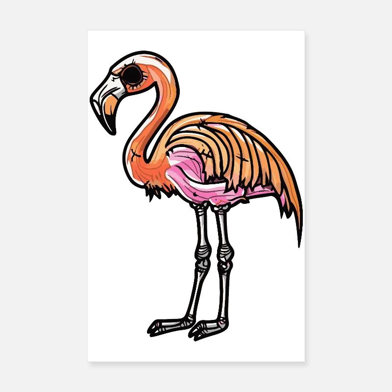 Flamingo Halloween Zombie Poster 8" x 12" (20x30 cm)