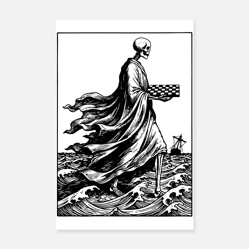 skeleton plays chess Poster 8" x 12" (20x30 cm)