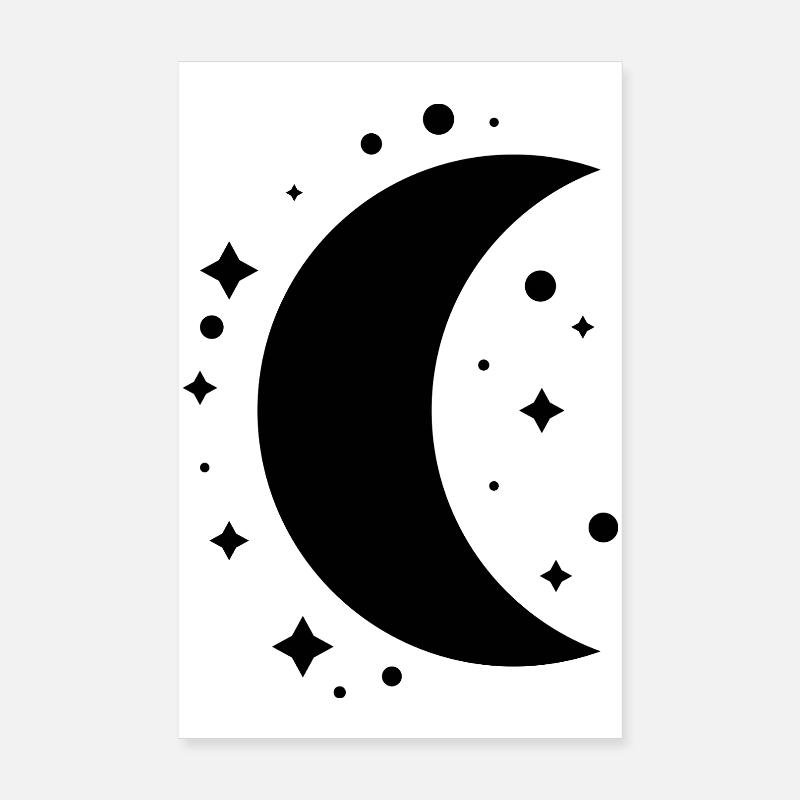 Lune et étoiles Poster 20 x 30 cm
