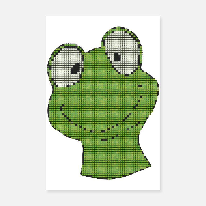 Pixel Frog Green Pixel Smiley Poster 8" x 12" (20x30 cm)