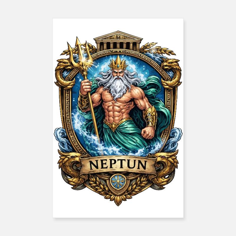 Neptun, Havets Konge Poster 20x30 cm