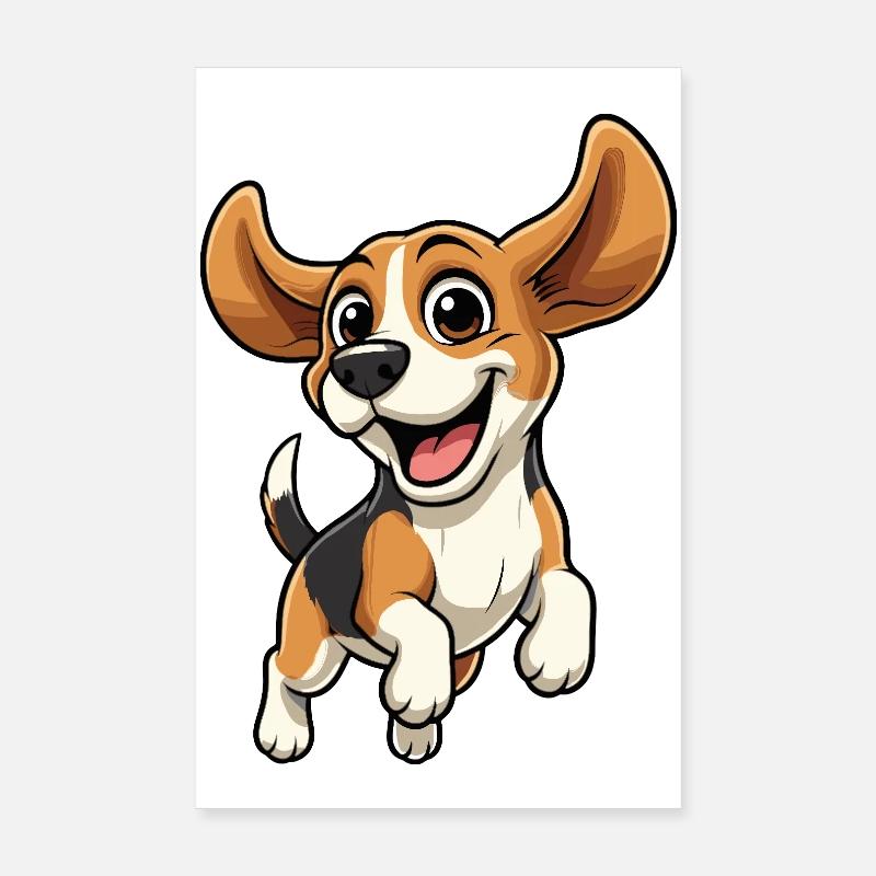 Fröhlicher Beagle Sprung Poster 20x30 cm