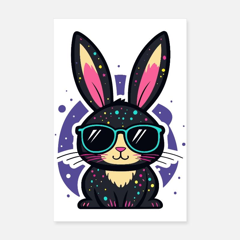 Chic neon bunny with glasses Poster 8" x 12" (20x30 cm)