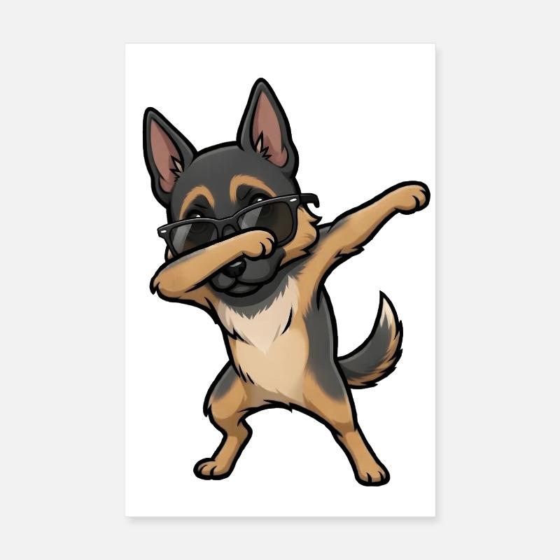 Dabbing German Shepherd Poster 8" x 12" (20x30 cm)