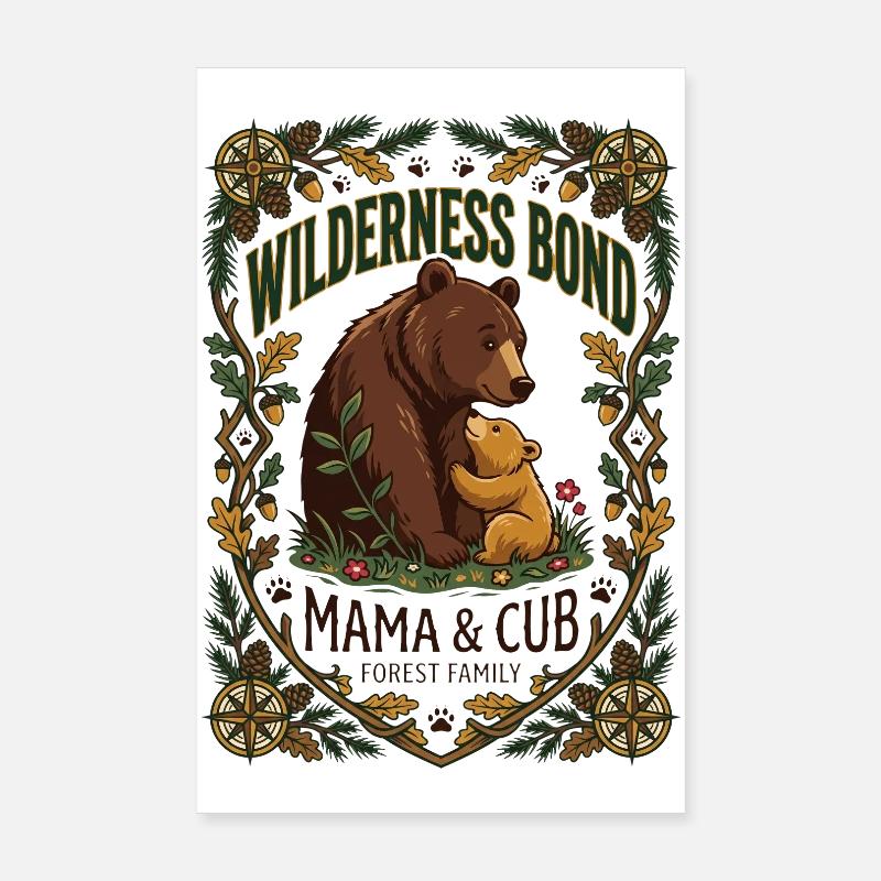  Mama Bear & Cub Poster 8" x 12" (20x30 cm)