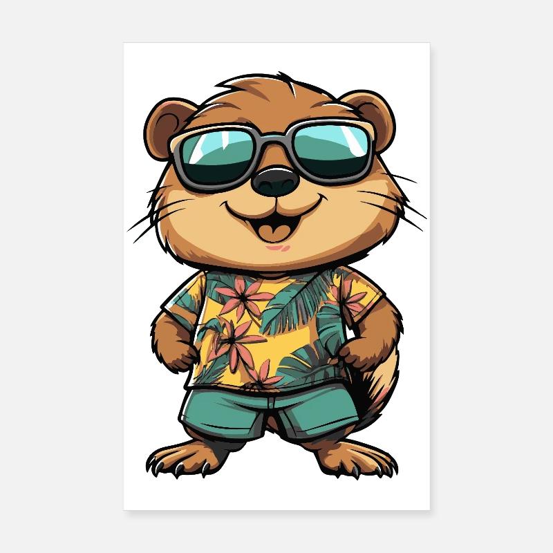 Biber Comic Urlaub Poster 20x30 cm