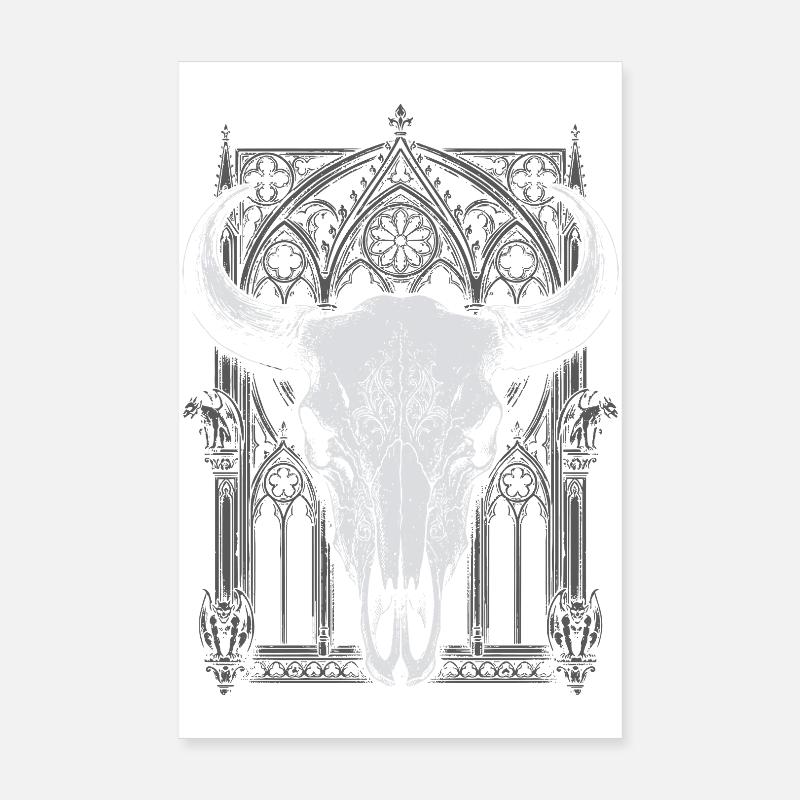 Gothic Bull Skull Crest Poster 8" x 12" (20x30 cm)