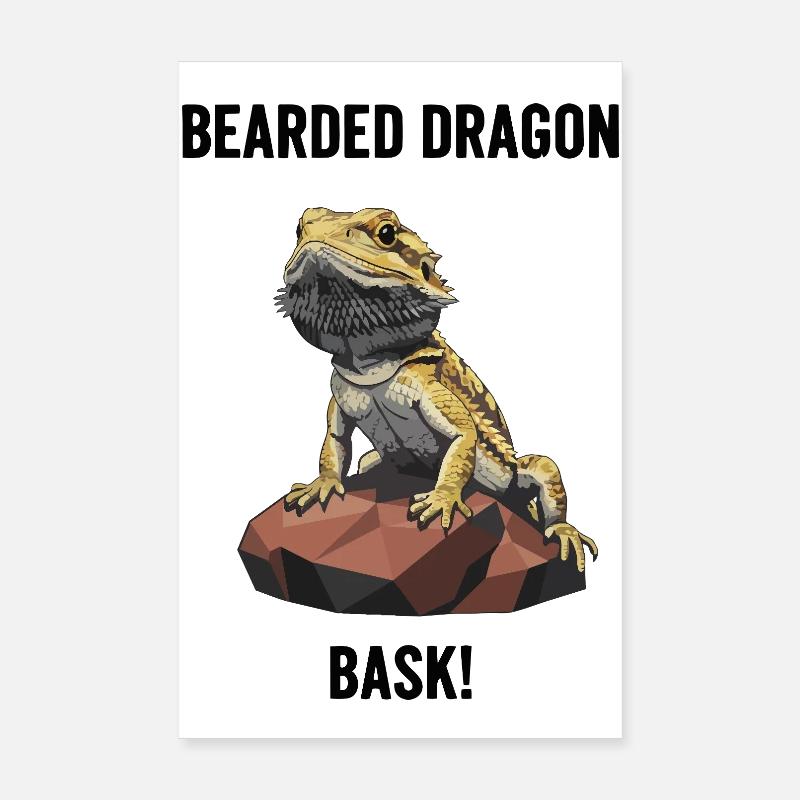 Agame Barbu Lézard Bask Bearded Dragon Poster 20 x 30 cm