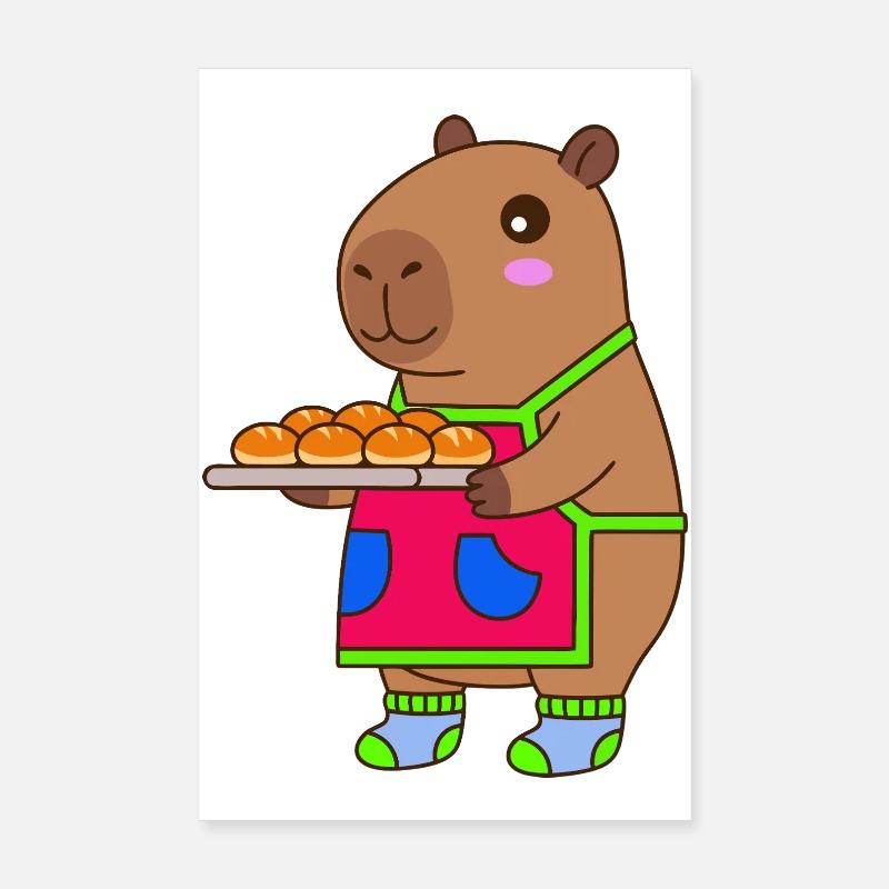 Tablier de boulanger Capybara avec petits pains Poster 20 x 30 cm