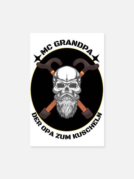 Lustiges Opa T-Shirt - MC Grandpa Der Opa zum Kusc - Poster 20x30 cm - Weiß - Vorne